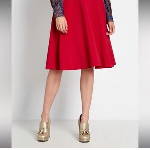 ModCloth Just This Sway Red A-Line Skirt